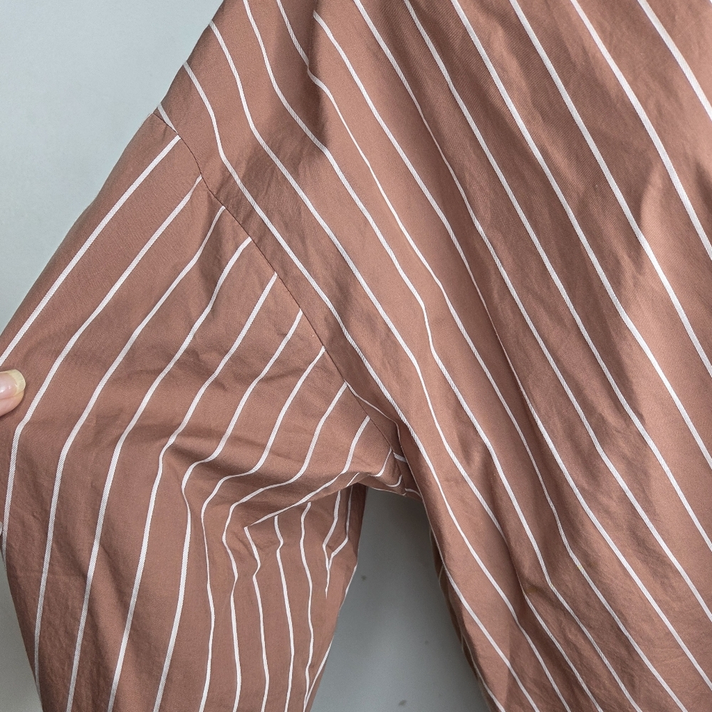 A New Day Size XL Striped Oversized Shirt Brown W/babypink Stripes - Picture 6 of 12